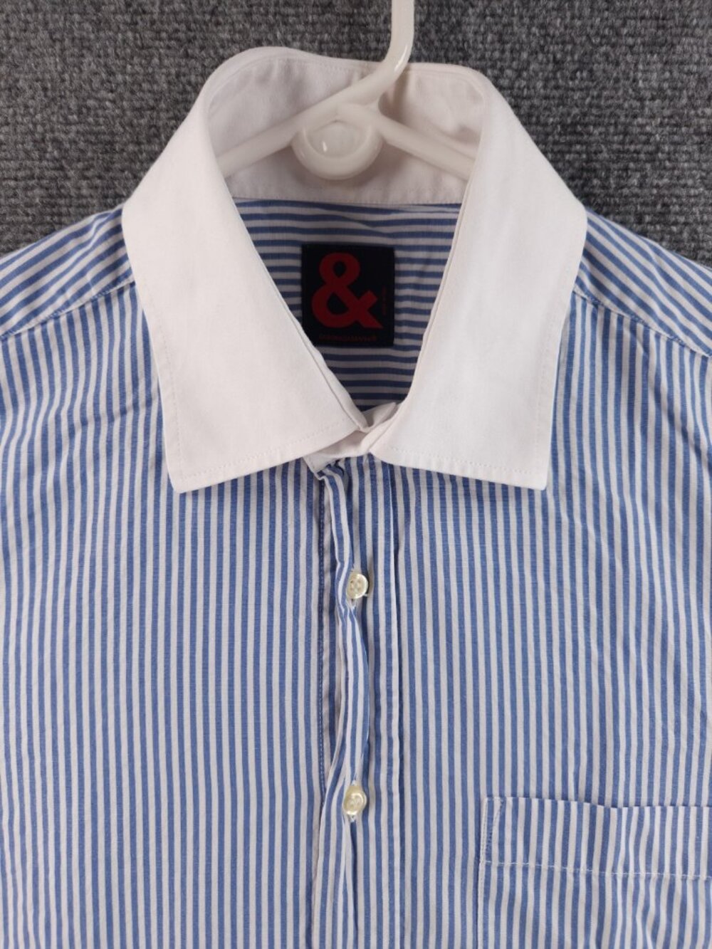 & By Dolce & Gabbana Contrast Collar Striped Blue Button Up Shirt Italy Size 50